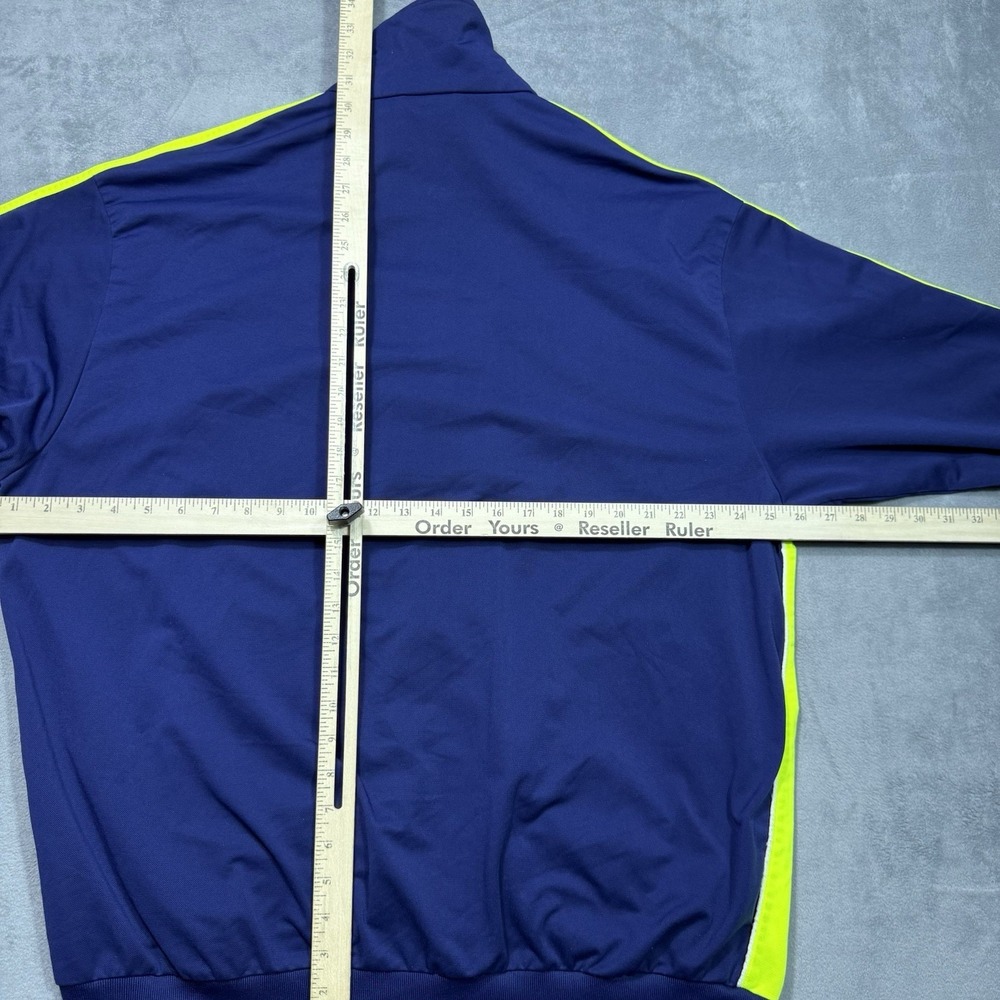 Adidas Originals Track Jacket Mens 2XL Blue Neon Yellow 3 Stripe Full Zip USA - Picture 9 of 11